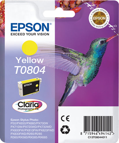 Epson Hummingbird Singlepack Yellow T0804 Claria Photographic Ink Epson Hummingbird Singlepack Yellow T0804 Claria Photographic Ink